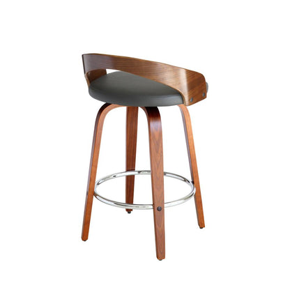 Armen Living - Sonia 26in Counter Height Swivel Grey Faux Leather and Walnut Wood Bar Stool - LCSOBAGRWA26 veiw 4