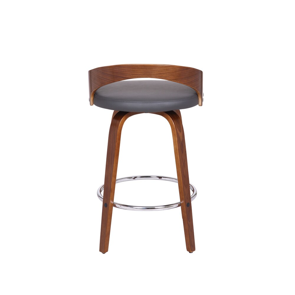 Armen Living - Sonia 26in Counter Height Swivel Grey Faux Leather and Walnut Wood Bar Stool - LCSOBAGRWA26 veiw 5