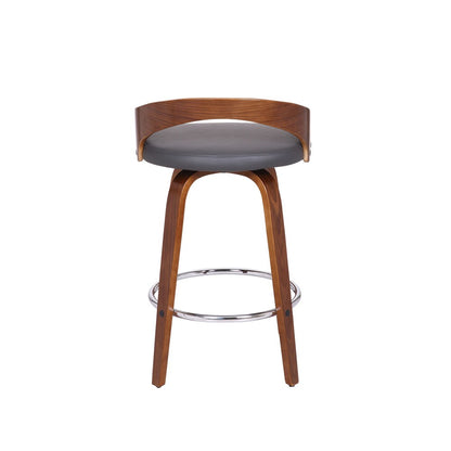 Armen Living - Sonia 26in Counter Height Swivel Grey Faux Leather and Walnut Wood Bar Stool - LCSOBAGRWA26 veiw 5