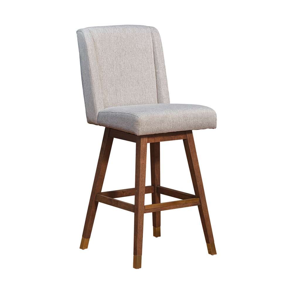 Armen Living  - Stancoste Swivel Bar Stool in Brown Oak Wood Finish with Taupe Fabric - 840254332126 veiw 1