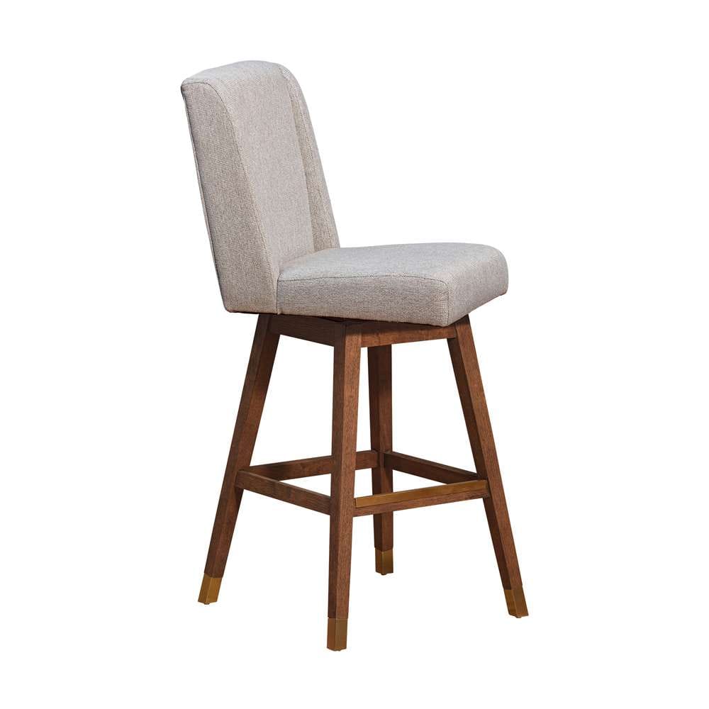 Armen Living  - Stancoste Swivel Bar Stool in Brown Oak Wood Finish with Taupe Fabric - 840254332126 veiw 2