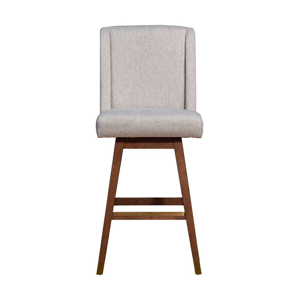 Armen Living  - Stancoste Swivel Bar Stool in Brown Oak Wood Finish with Taupe Fabric - 840254332126 veiw 3