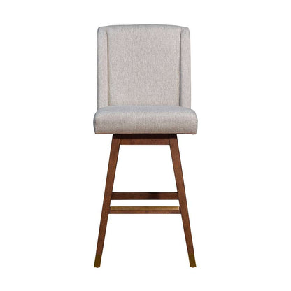 Armen Living  - Stancoste Swivel Bar Stool in Brown Oak Wood Finish with Taupe Fabric - 840254332126 veiw 3