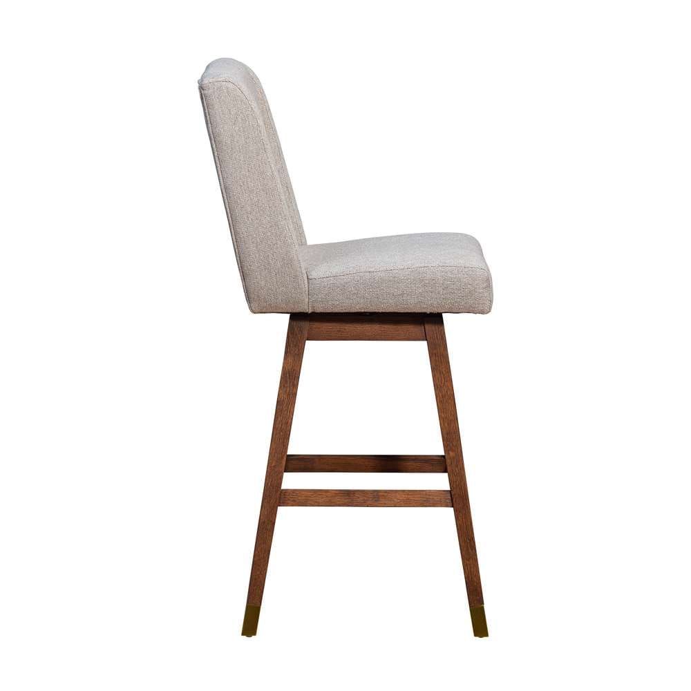 Armen Living  - Stancoste Swivel Bar Stool in Brown Oak Wood Finish with Taupe Fabric - 840254332126 veiw 4