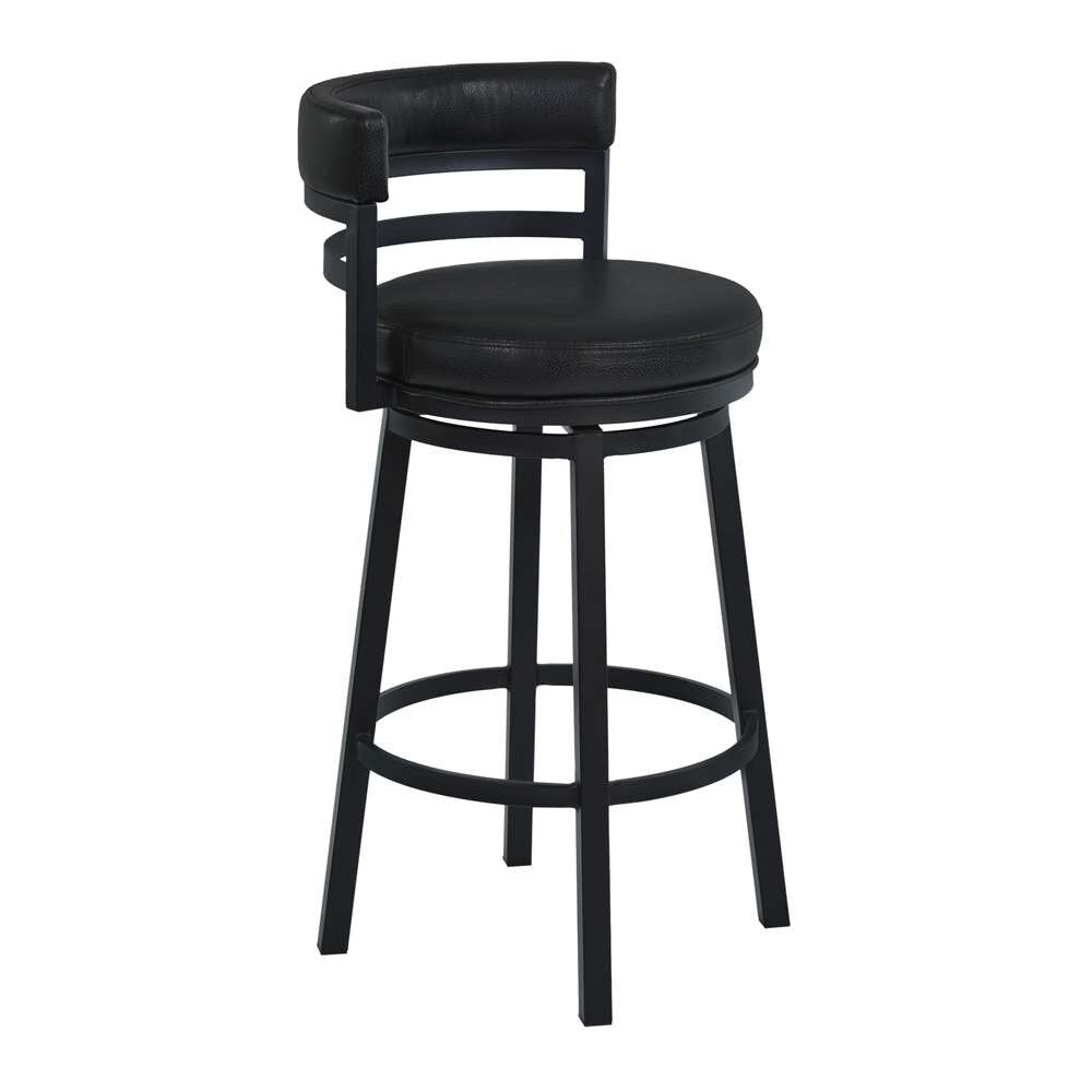 Armen Living - Titana 26in Counter Height Metal Swivel Barstool in Ford Black Pu and Black Finish - 721535746903 veiw 1