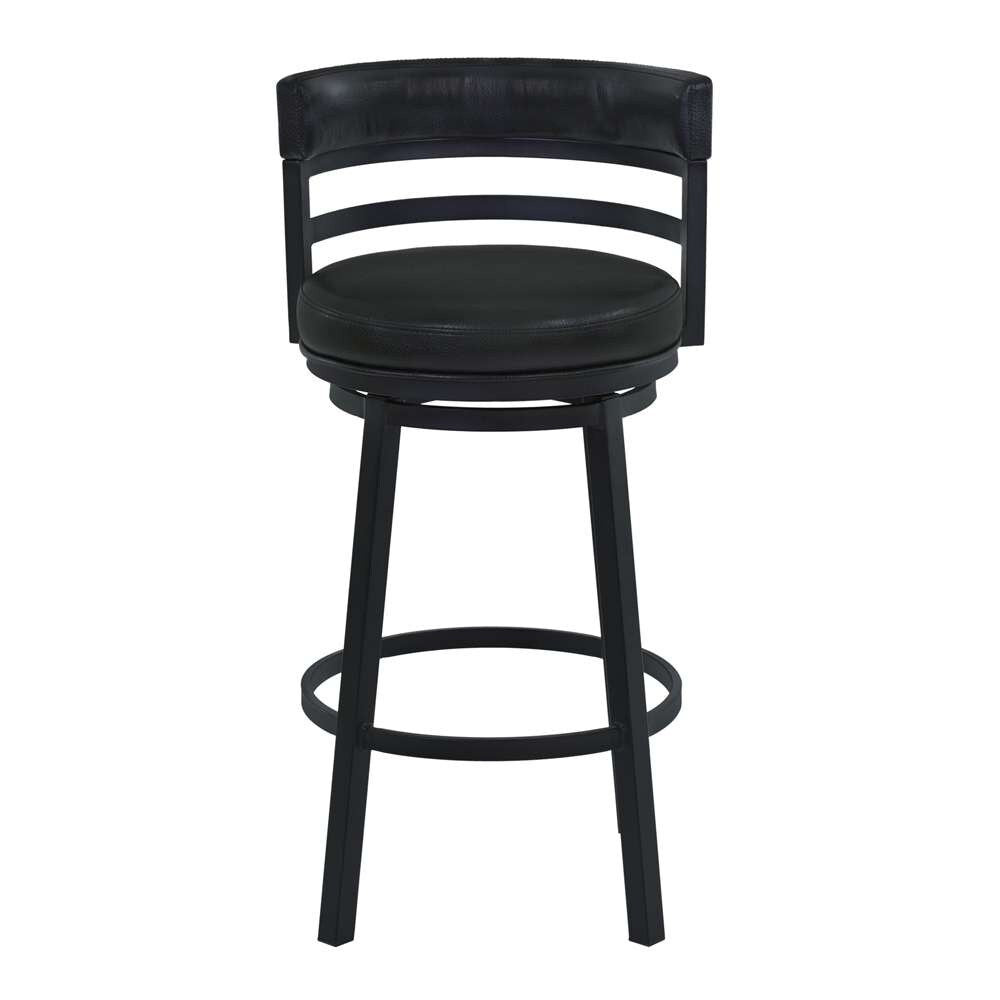 Armen Living - Titana 26in Counter Height Metal Swivel Barstool in Ford Black Pu and Black Finish - 721535746903 veiw 2