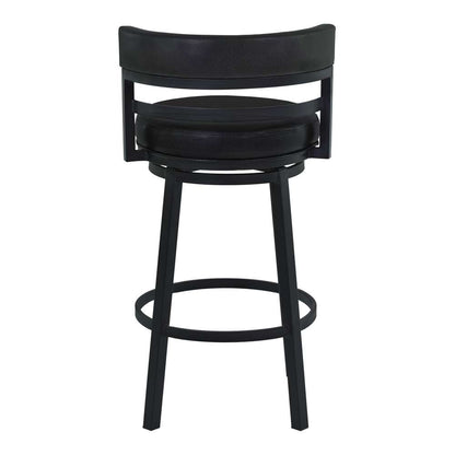 Armen Living - Titana 26in Counter Height Metal Swivel Barstool in Ford Black Pu and Black Finish - 721535746903 veiw 3