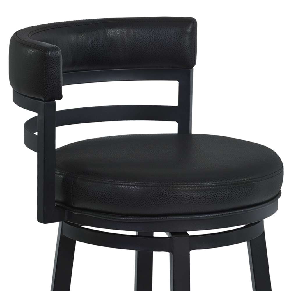 Armen Living - Titana 26in Counter Height Metal Swivel Barstool in Ford Black Pu and Black Finish - 721535746903 veiw 4