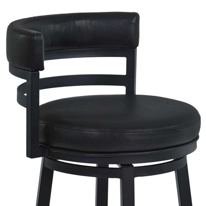 Armen Living - Titana 26in Counter Height Metal Swivel Barstool in Ford Black Pu and Black Finish - 721535746903 veiw 4