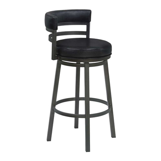 Armen Living - Titana 26in Counter Height Metal Swivel Barstool in Ford Black Pu and Mineral Finish - 721535746897 veiw 1