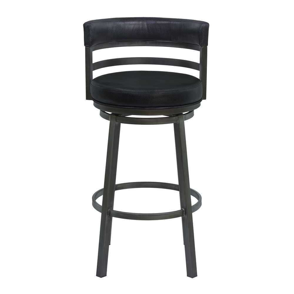 Armen Living - Titana 26in Counter Height Metal Swivel Barstool in Ford Black Pu and Mineral Finish - 721535746897 veiw 2