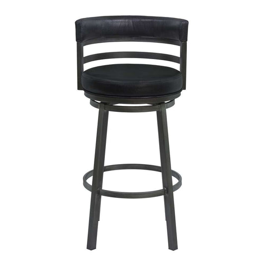 Armen Living - Titana 26in Counter Height Metal Swivel Barstool in Ford Black Pu and Mineral Finish - 721535746897 veiw 2
