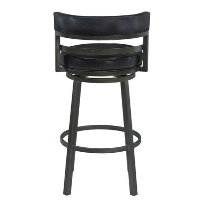 Armen Living - Titana 26in Counter Height Metal Swivel Barstool in Ford Black Pu and Mineral Finish - 721535746897 veiw 3
