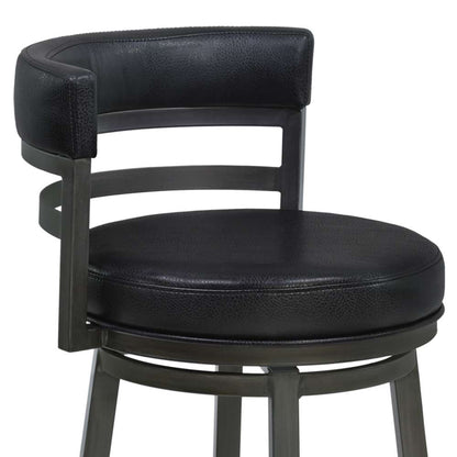 Armen Living - Titana 26in Counter Height Metal Swivel Barstool in Ford Black Pu and Mineral Finish - 721535746897 veiw 4