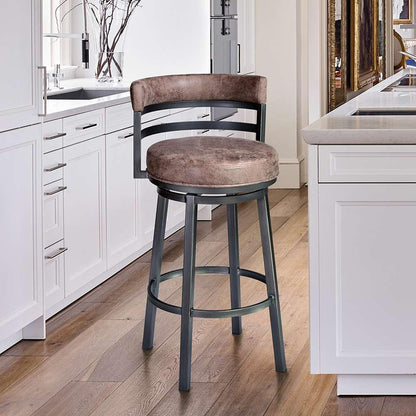 Armen Living - Titana 26in Barstool in Mineral finish with Bandero Tobacco upholstery - 721535746866 veiw 5