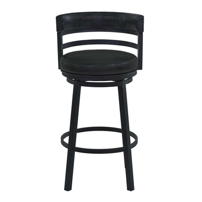 Armen Living - Titana 30in Bar Height Metal Swivel Barstool in Ford Black Pu and Black Finish - 721535746910 veiw 2