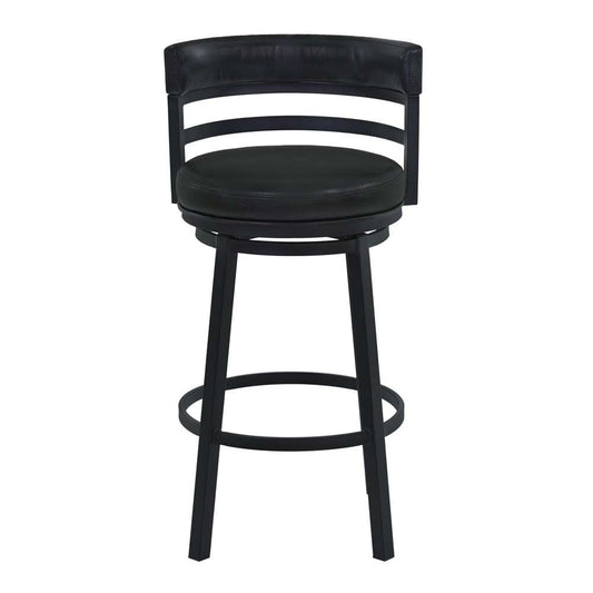 Armen Living - Titana 30in Bar Height Metal Swivel Barstool in Ford Black Pu and Black Finish - 721535746910 veiw 2