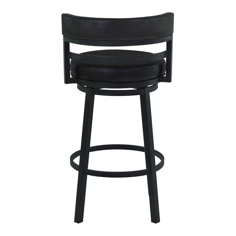 Armen Living - Titana 30in Bar Height Metal Swivel Barstool in Ford Black Pu and Black Finish - 721535746910 veiw 3