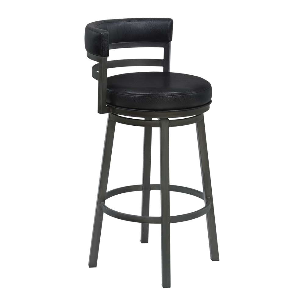 Armen Living - Titana 30in Bar Height Metal Swivel Barstool in Ford Black Pu and Mineral Finish - 721535746880 veiw 1