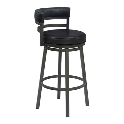 Armen Living - Titana 30in Bar Height Metal Swivel Barstool in Ford Black Pu and Mineral Finish - 721535746880 veiw 1