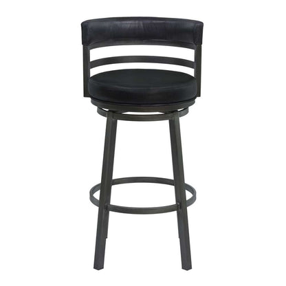 Armen Living - Titana 30in Bar Height Metal Swivel Barstool in Ford Black Pu and Mineral Finish - 721535746880 veiw 2