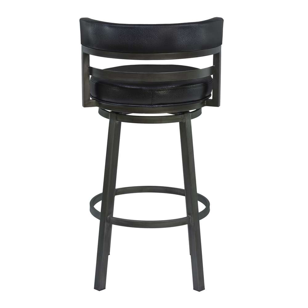 Armen Living - Titana 30in Bar Height Metal Swivel Barstool in Ford Black Pu and Mineral Finish - 721535746880 veiw 3