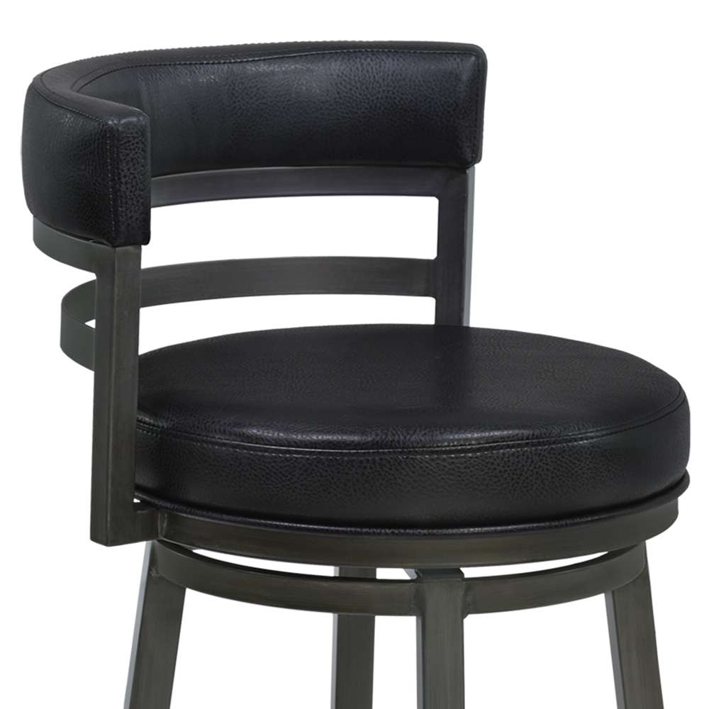 Armen Living - Titana 30in Bar Height Metal Swivel Barstool in Ford Black Pu and Mineral Finish - 721535746880 veiw 4
