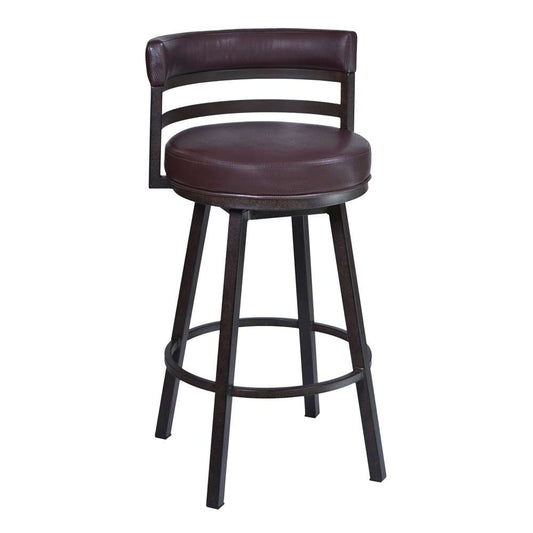 Armen Living - Titana 30in Barstool in Auburn Bay finish with Brown Pu upholstery - 721535746859 veiw 1