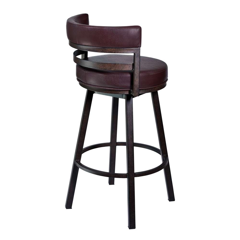 Armen Living - Titana 30in Barstool in Auburn Bay finish with Brown Pu upholstery - 721535746859 veiw 2