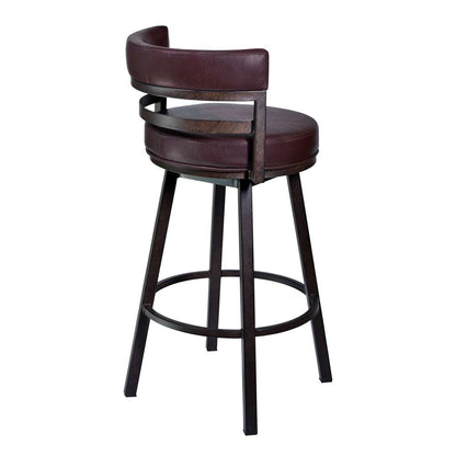 Armen Living - Titana 30in Barstool in Auburn Bay finish with Brown Pu upholstery - 721535746859 veiw 2