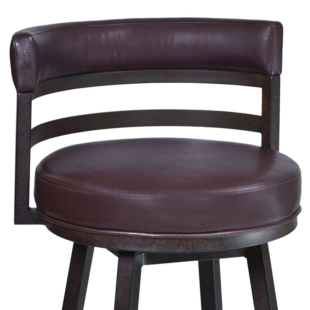 Armen Living - Titana 30in Barstool in Auburn Bay finish with Brown Pu upholstery - 721535746859 veiw 3