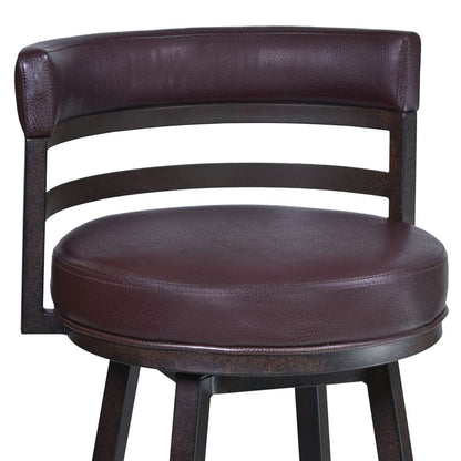 Armen Living - Titana 30in Barstool in Auburn Bay finish with Brown Pu upholstery - 721535746859 veiw 3