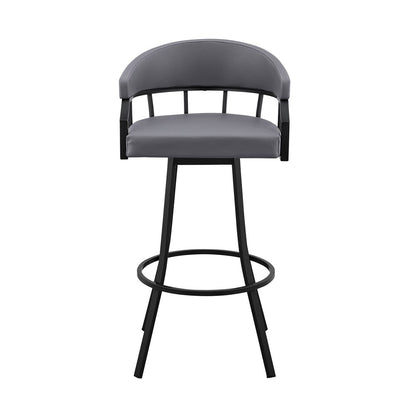 Armen Living - Valerie 26in Swivel Slate Grey Faux Leather and Black Metal Bar Stool - LCVLBAMBGR26 veiw 2
