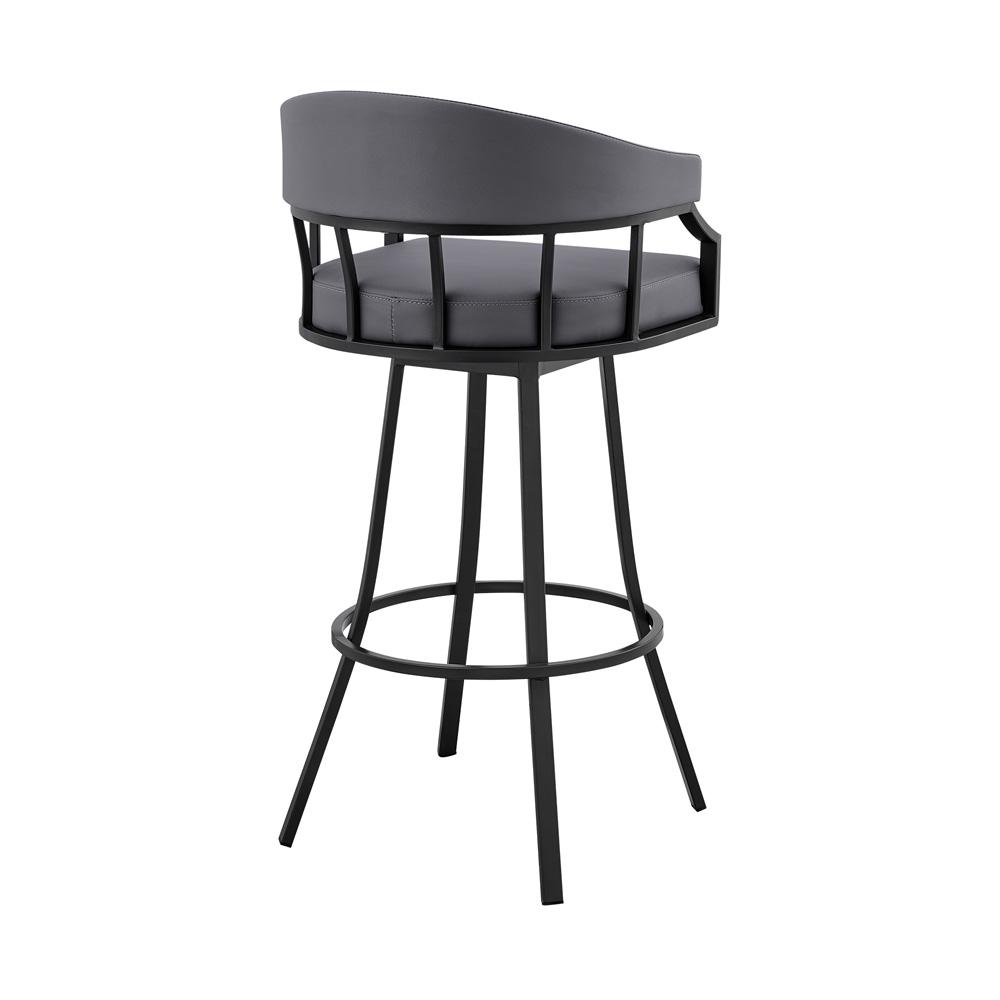 Armen Living - Valerie 26in Swivel Slate Grey Faux Leather and Black Metal Bar Stool - LCVLBAMBGR26 veiw 4