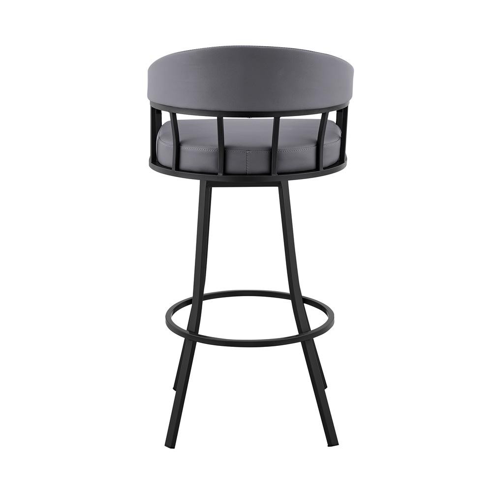 Armen Living - Valerie 26in Swivel Slate Grey Faux Leather and Black Metal Bar Stool - LCVLBAMBGR26 veiw 5