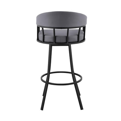 Armen Living - Valerie 26in Swivel Slate Grey Faux Leather and Black Metal Bar Stool - LCVLBAMBGR26 veiw 5