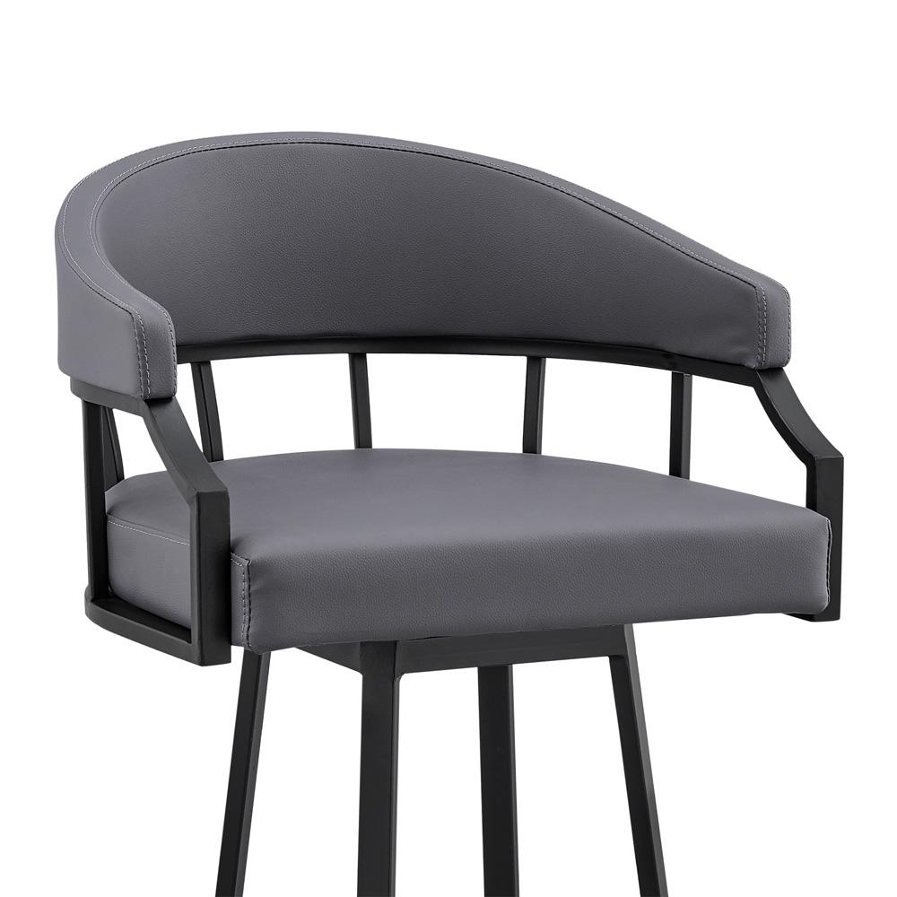 Armen Living - Valerie 26in Swivel Slate Grey Faux Leather and Black Metal Bar Stool - LCVLBAMBGR26 veiw 6