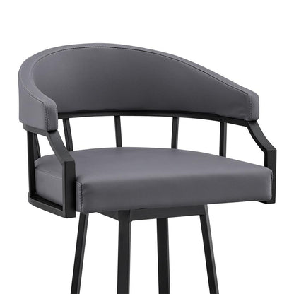 Armen Living - Valerie 26in Swivel Slate Grey Faux Leather and Black Metal Bar Stool - LCVLBAMBGR26 veiw 6