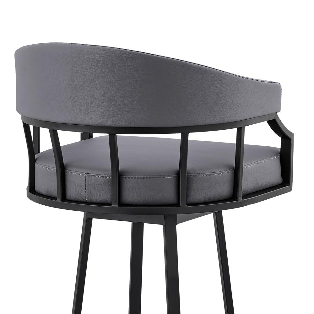 Armen Living - Valerie 26in Swivel Slate Grey Faux Leather and Black Metal Bar Stool - LCVLBAMBGR26 veiw 7