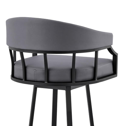 Armen Living - Valerie 26in Swivel Slate Grey Faux Leather and Black Metal Bar Stool - LCVLBAMBGR26 veiw 7