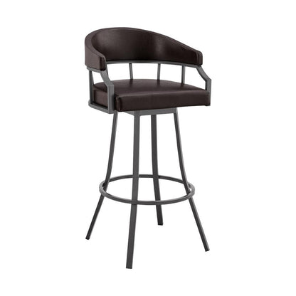 Armen Living - Valerie 26in Swivel Brown Faux Leather and Java Brown Metal Bar Stool - LCVLBAJVCHO26 veiw 1