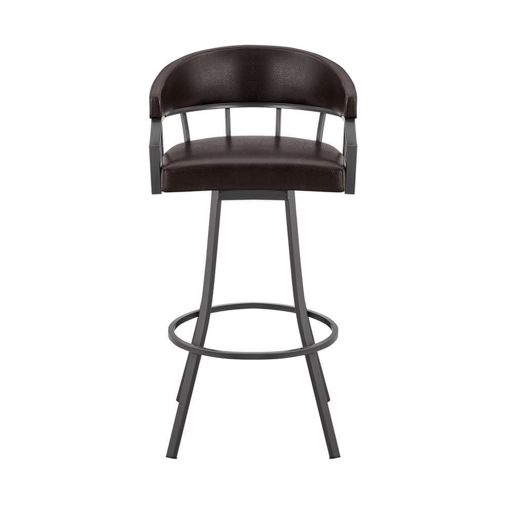 Armen Living - Valerie 26in Swivel Brown Faux Leather and Java Brown Metal Bar Stool - LCVLBAJVCHO26 veiw 2