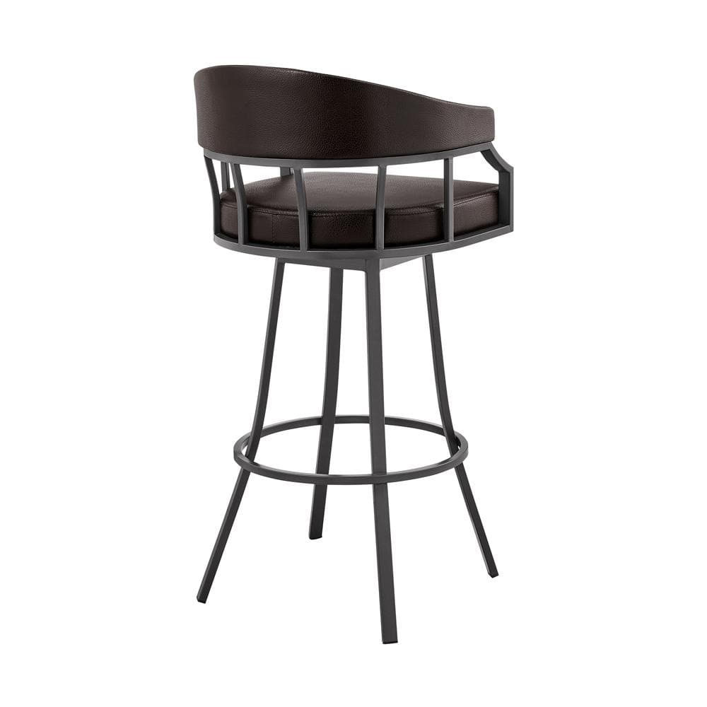 Armen Living - Valerie 26in Swivel Brown Faux Leather and Java Brown Metal Bar Stool - LCVLBAJVCHO26 veiw 4