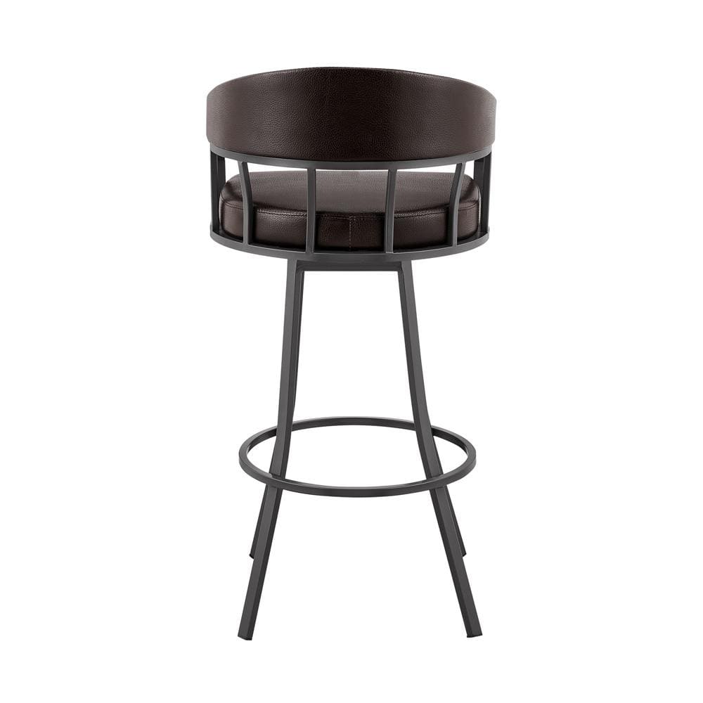 Armen Living - Valerie 26in Swivel Brown Faux Leather and Java Brown Metal Bar Stool - LCVLBAJVCHO26 veiw 5