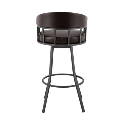 Armen Living - Valerie 26in Swivel Brown Faux Leather and Java Brown Metal Bar Stool - LCVLBAJVCHO26 veiw 5