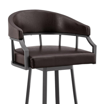 Armen Living - Valerie 26in Swivel Brown Faux Leather and Java Brown Metal Bar Stool - LCVLBAJVCHO26 veiw 6