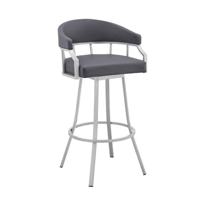 Armen Living - Valerie 26in Swivel Slate Grey Faux Leather and Silver Metal Bar Stool - LCVLBASLGR26 veiw 1