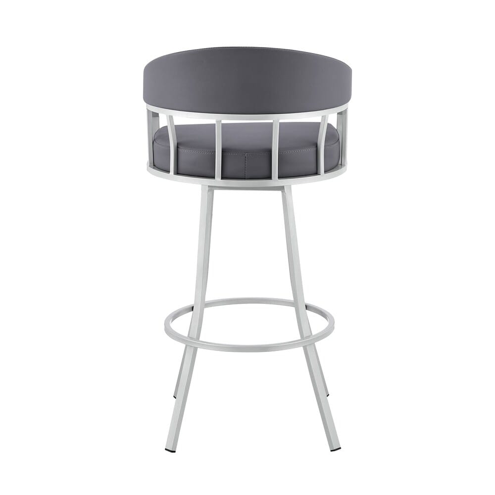 Armen Living - Valerie 26in Swivel Slate Grey Faux Leather and Silver Metal Bar Stool - LCVLBASLGR26 veiw 5