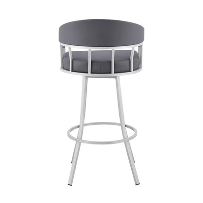 Armen Living - Valerie 26in Swivel Slate Grey Faux Leather and Silver Metal Bar Stool - LCVLBASLGR26 veiw 5