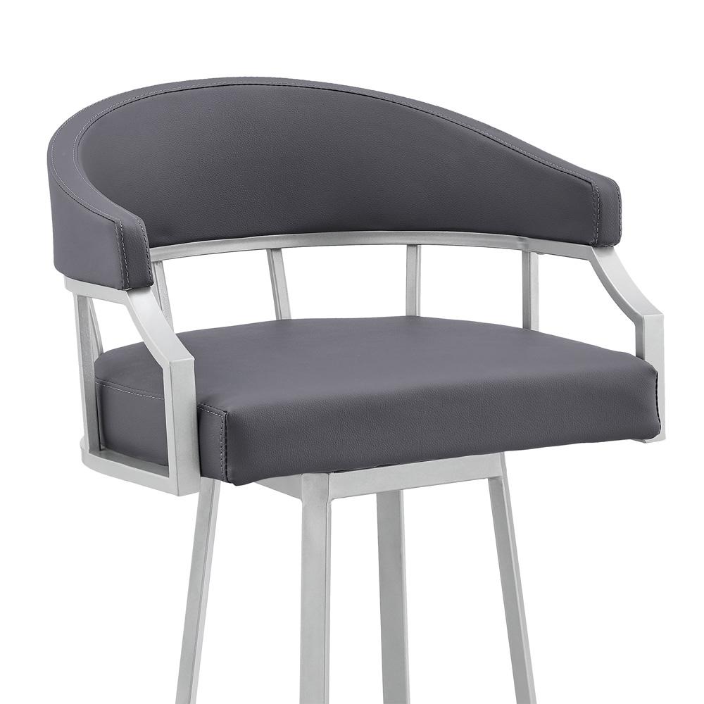 Armen Living - Valerie 26in Swivel Slate Grey Faux Leather and Silver Metal Bar Stool - LCVLBASLGR26 veiw 6
